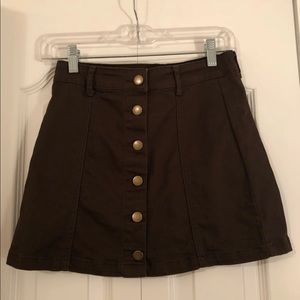 Army green button down mini skirt